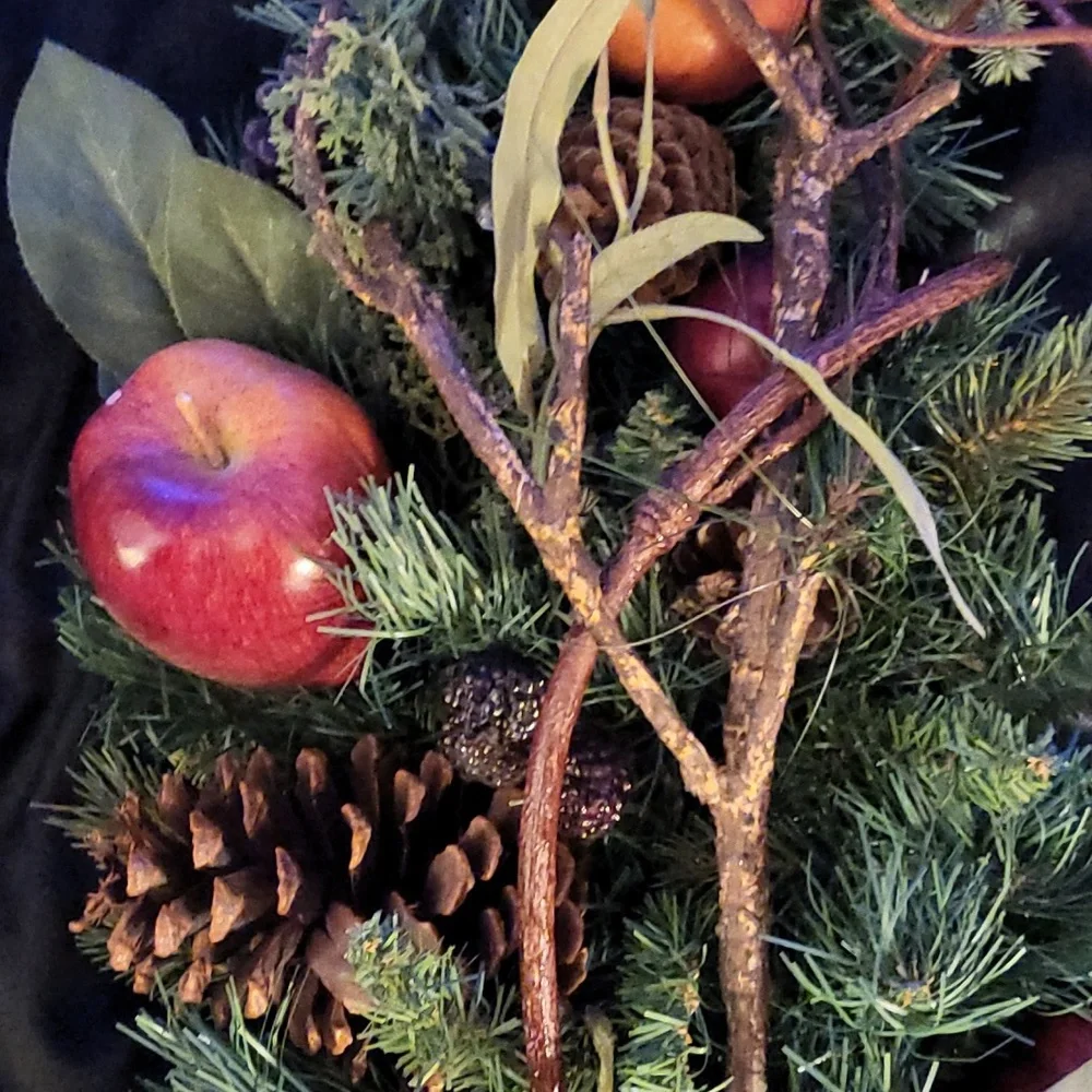 Festive Holiday Garland with Red Apples and Greenery
